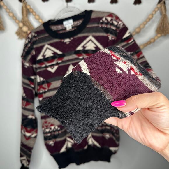 Vintage Neiman Marcus Virgin Wool Pattern Oversized Sweater - Picture 4 of 5